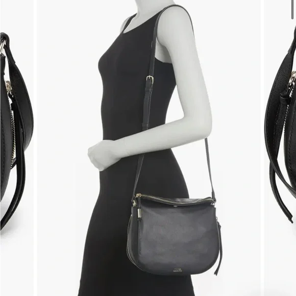 EUC Black Vince Camuto Kenzy Leather Crossbody Bag w/dust bag & card - Picture 2 of 16